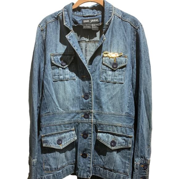 Me Jane - Denim Blue Jean jacket, hip length with tapered waist, vintage, Size:L - Picture 8 of 8